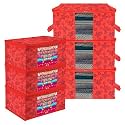 Kuber Industries Saree Cover &amp; Underbed Stoarge Bag Set | 2 Pieces Saree &amp; 2 Pieces Underbed Storage Bag Combo Set | Zipper Closure &amp; Handle | Wooden-Texture-Design | Set of 4 | Brown