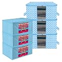 Kuber Industries Saree Cover &amp; Underbed Stoarge Bag Set | 2 Pieces Saree &amp; 2 Pieces Underbed Storage Bag Combo Set | Zipper Closure &amp; Handle | Wooden-Texture-Design | Set of 4 | Brown