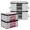 Kuber Industries Saree Cover &amp; Underbed Stoarge Bag Set | 2 Pieces Saree &amp; 2 Pieces Underbed Storage Bag Combo Set | Zipper Closure &amp; Handle | Dot-Design | Set of 4 | Black