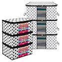 Kuber Industries Saree Cover &amp; Underbed Stoarge Bag Set | 3 Pieces Saree &amp; 3 Pieces Underbed Storage Bag Combo Set | Zipper Closure &amp; Handle | Dot-Design | Set of 6 | Black