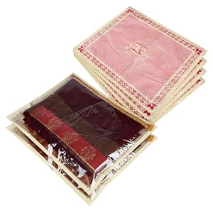 kuber industries saree cover  single packing zip closure clothes storage bag  wardrobe organizer  palki packing saree cover  pack of 6  pink