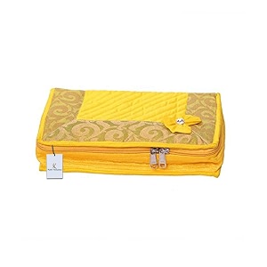 kuber industries cotton jewellery kit yellow