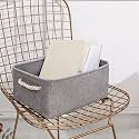 Kuber Industries Stackable Storage Basket|Foldable Toy Storage Bin|Wardrobe Organizer For Clothes|3 Different Sizes (Grey) (Pack Of 1)