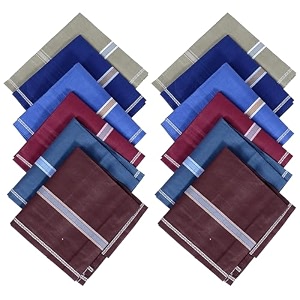 kuber industries set of 12 handkerchief  premium cotton men39s handkerchief  hanky set for men  hand rumal for boys  lining design  dark color