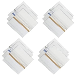 kuber industries set of 12 handkerchief  premium cotton men39s handkerchief  hanky set for men  hand rumal for boys  lining design  white