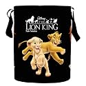 Kuber Industries Disney Lion King Print Round Non Woven Fabric Foldable Laundry Basket, Toy Storage Basket, Cloth Storage Basket with Handles,45 LTR (Black)-KUBMART11643