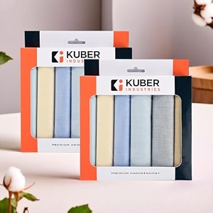 kuber industries set of 6 premium cotton soft handkerchief for men with box  rumal for boy39s  hanky for men  fancy border  white