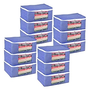 kuber industries clothes organizer for wardrobe pack of 6 - storage organizer for saree  shirts  salwar kameez - dress organizer for wardrobe - saree covers with zip polka dots black and white