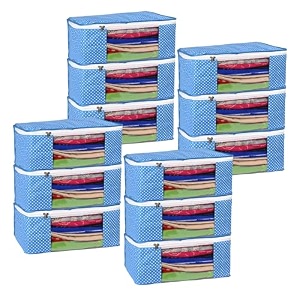 kuber industries clothes organizer for wardrobe pack of 6 - storage organizer for saree  shirts  salwar kameez - dress organizer for wardrobe - saree covers with zip polka dots black and white