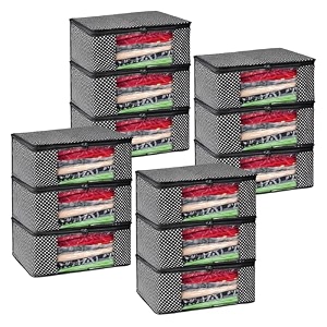 kuber industries clothes organizer for wardrobe pack of 6 - storage organizer for saree  shirts  salwar kameez - dress organizer for wardrobe - saree covers with zip polka dots black and white