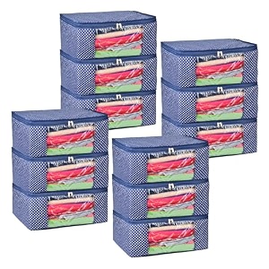 kuber industries clothes organizer for wardrobe pack of 6 - storage organizer for saree  shirts  salwar kameez - dress organizer for wardrobe - saree covers with zip polka dots black and white