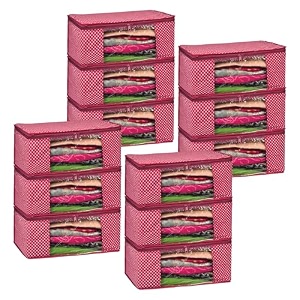 kuber industries clothes organizer for wardrobe pack of 6 - storage organizer for saree  shirts  salwar kameez - dress organizer for wardrobe - saree covers with zip polka dots black and white