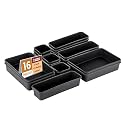 Kuber Industries 2 Pcs Cosmetics Drawer Organizer Tray | Makeup Storage with 8 Compartments for Brushes, Lipsticks, Eyeliners &amp; Applicator | Black