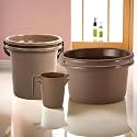 Kuber Industries Set of 6 Bathroom Combo Set | Bathing Set | Bathware Set | 2 Piece Tub-2 Piece Bucket & 2 Piece Mug Combo Set for Bathroom | Bathroom Accessories Set | Brown