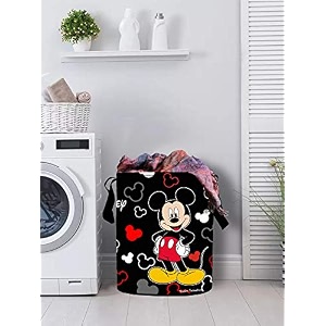 kuber industries disney lion king print round non woven fabric foldable laundry basket toy storage basket cloth storage basket with handles45 ltr black-kubmart11643
