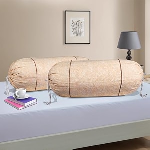 kuber industries set of 2 bolsterside pillow cover  1634x3234 cylindrical maslandmasand long pillow cover for diwan pillows  gold amp maroon
