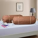 Kuber Industries Set of 2 Bolster/Side Pillow Cover | 16"x32" Cylindrical Masland/Masand Long Pillow Cover for Diwan Pillows | Gold &amp; Maroon