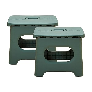 kuber industries set of 2 small folding stool for sitting - plastic foldable amp portable step stool for kids - green