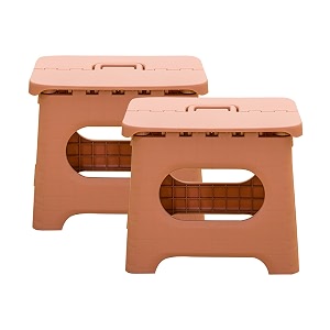 kuber industries set of 2 small folding stool for sitting - plastic foldable amp portable step stool for kids - pink