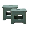 Kuber Industries (Set of 2) Small Folding Stool for Sitting - Plastic Foldable &amp; Portable Step Stool for Kids - Green