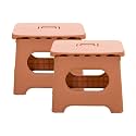 Kuber Industries (Set of 2) Small Folding Stool for Sitting - Plastic Foldable &amp; Portable Step Stool for Kids - Pink