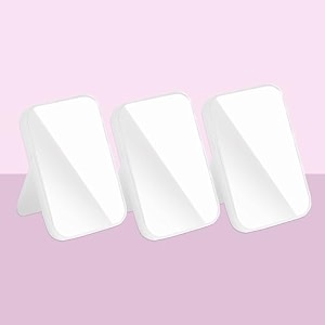 kuber industries set of 3 small amp portable hand mirror for makeup - vanity table mirror with stand for women amp girls- white