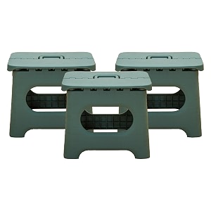kuber industries set of 3 small folding stool for sitting - plastic foldable amp portable step stool for kids - green