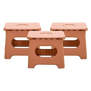 kuber industries set of 3 small folding stool for sitting - plastic foldable amp portable step stool for kids - pink