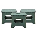 Kuber Industries (Set of 3) Small Folding Stool for Sitting - Plastic Foldable &amp; Portable Step Stool for Kids - Green
