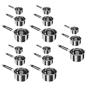 kuber industries set of 3 stainless steel saucepantea pan11 l 15 l 22 l capacitysilicon handlethick base for boiling milk amp teaheavy duty gaugetapeli patila sauce pot cookware pack of 5