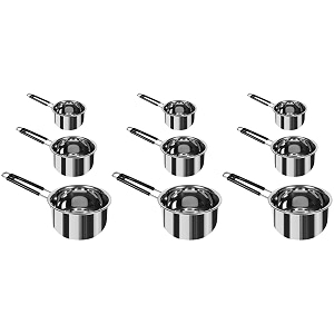 kuber industries set of 3 stainless steel saucepantea pan11 l 15 l 22 l capacitysilicon handlethick base for boiling milk amp teaheavy duty gaugetapeli patila sauce pot cookware pack of 3