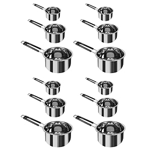 kuber industries set of 3 stainless steel saucepantea pan11 l 15 l 22 l capacitysilicon handlethick base for boiling milk amp teaheavy duty gaugetapeli patila sauce pot cookware pack of 4