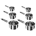 Kuber Industries Set of 3 Stainless Steel Saucepan/Tea Pan|1.1 L, 1.5 L, 2.2 L Capacity|Silicon Handle|Thick Base for Boiling Milk &amp; Tea|Heavy Duty Gauge|Tapeli Patila, Sauce Pot Cookware (Pack of 2)