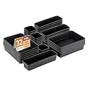 Kuber Industries Acrylic Storage Organizer Set | Kitchen Organizer | Makeup Organizer Tray Set | Desk Drawer Divider Tray | Multi-Purpose Stationery Organizer with Interlock | 8 Piece Set | Black