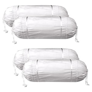 kuber industries set of 2 bolsterside pillow cover  1634x3234 cylindrical maslandmasand long pillow cover for diwan pillows  floral border-grey