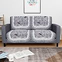 Kuber Industries Set of 10 Anti-Skid Sofa Cover 5-Seater | Comfortable Slipcover Sofa Cloth &amp; Furniture Protector for Home Decor | Gulab - White Grey