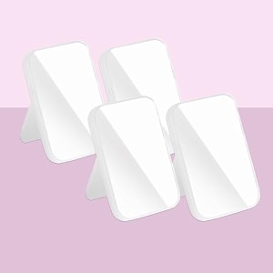 kuber industries set of 4 small amp portable hand mirror for makeup - vanity table mirror with stand for women amp girls- white