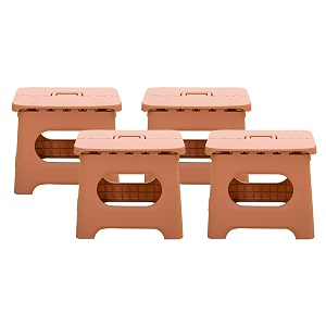 kuber industries set of 4 small folding stool for sitting - plastic foldable amp portable step stool for kids - pink
