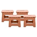 Kuber Industries (Set of 4) Small Folding Stool for Sitting - Plastic Foldable &amp; Portable Step Stool for Kids - Pink