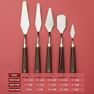 kuber industries set of 5 painting knivesmetal palette knife setplastic handle with various size amp shapeideal for oil painting acrylic painting color mixing brown
