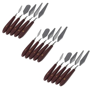 kuber industries set of 5 painting knivesmetal palette knife setplastic handle with various size amp shapeideal for oil painting acrylic painting color mixing brown
