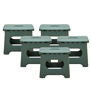 kuber industries set of 5 small folding stool for sitting - plastic foldable amp portable step stool for kids - green