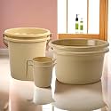 Kuber Industries Set of 6 Bathroom Combo Set | Bathing Set | Bathware Set | 2 Piece Tub-2 Piece Bucket &amp; 2 Piece Mug Combo Set for Bathroom | Bathroom Accessories Set | Beige