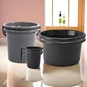 Kuber Industries Set of 18 Bathroom Combo Set | Bathing Set | Bathware Set | 6 Piece Tub-6 Piece Bucket &amp; 6 Piece Mug Combo Set for Bathroom | Bathroom Accessories Set | Gray