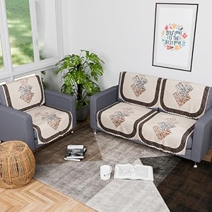kuber industries set of 16 net anti-skid sofa cover 5-seater with arm cover  comfortable slipcover sofa cloth amp furniture protector for home decor  floral print - black amp grey