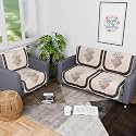Kuber Industries Set of 16 Net Anti-Skid Sofa Cover 5-Seater with Arm Cover | Comfortable Slipcover Sofa Cloth &amp; Furniture Protector for Home Decor | Floral Print - Black &amp; Grey