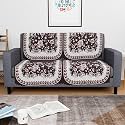 Kuber Industries Set of 16 Net Anti-Skid Sofa Cover 5-Seater with Arm Cover | Comfortable Slipcover Sofa Cloth &amp; Furniture Protector for Home Decor | Floral Print - Black &amp; Grey