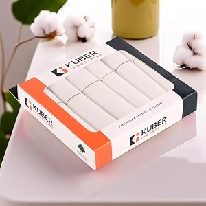 kuber industries set of 6 premium cotton soft handkerchief for men with box  rumal for boy39s  hanky for men  fancy border  white