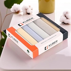 kuber industries set of 6 premium cotton soft handkerchief for men with box  rumal for boy39s  hanky for men  fancy border  white