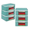 Kuber Industries Clothes Organizer For Wardrobe (Pack of 6) - Storage Organizer For Saree | Shirts | Salwar Kameez - Dress Organizer For Wardrobe - Saree Covers With Zip (Polka Dots) (Black and White)